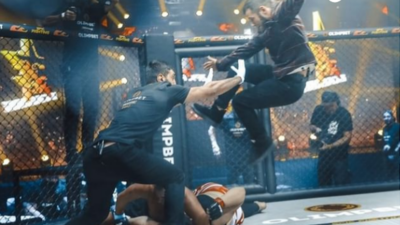 MMA souboj muže proti ženě se zvrhl. Přítel bojovnice vběhl do klece a začal řádit