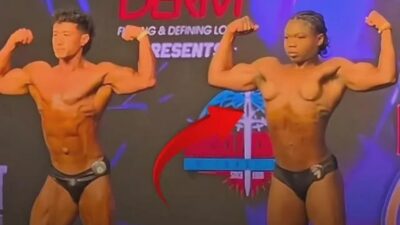 Trans kulturista vyvolal mezi muži na pódiu poprask. Jeho hruď rozdělila fanoušky na dva tábory