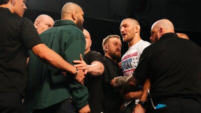 Před UFC 328 bylo znovu dusno. Finální staredown Chimaeva se Stricklandem hlídala početná ochranka