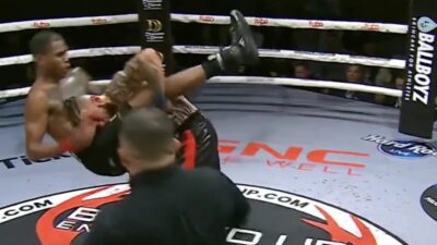 Hvězda BKFC zapomněla, že má boxovat. Strhla soupeře na zem, zranila ho a rozhodčí zápas ukončil