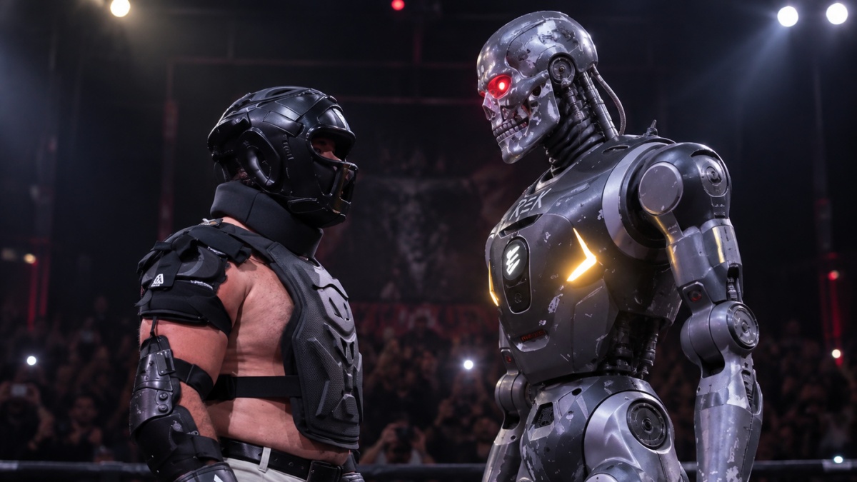 Člověk se postavil robotovi v kleci. Stroji stačil jediný kop